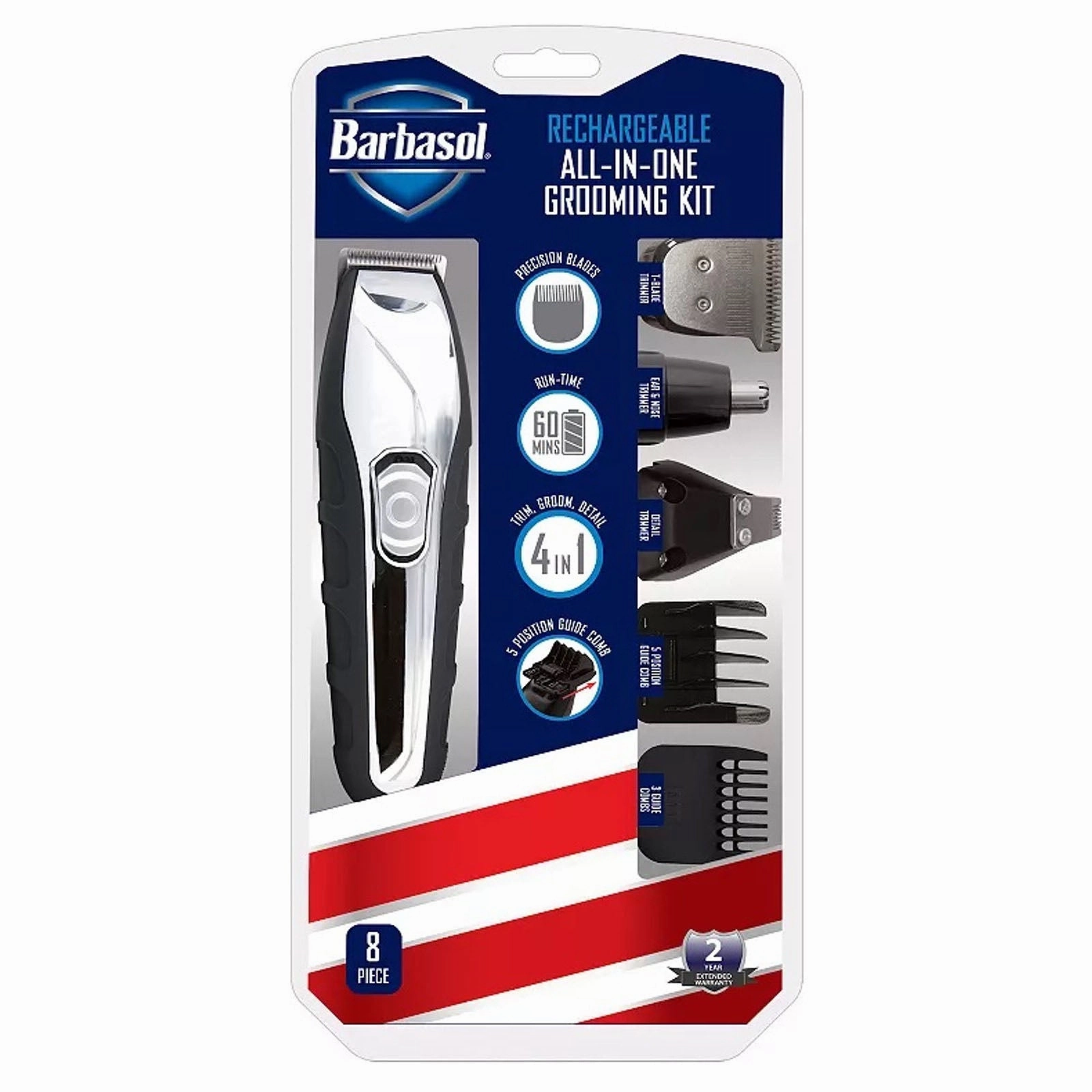 BARBASOL Rechargeable 8-Piece All-in-1 Men's Grooming Kit