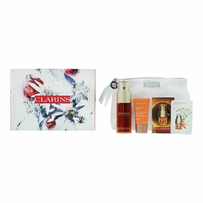Clarins Energizing  Glow 3 Piece Gift Set: Double Serum 50ml - Day Cream 15ml - Double  Eye Serum 7 x 0,9ml - Pouch