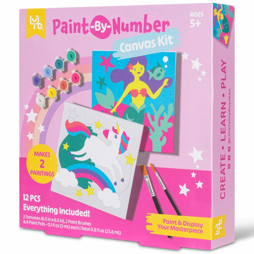 Little Yellow Bicycle Unicorn & Mermaid Paint-by-Number Kit - Arts Craft Set