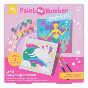 Little Yellow Bicycle Unicorn & Mermaid Paint-by-Number Kit - Arts Craft Set