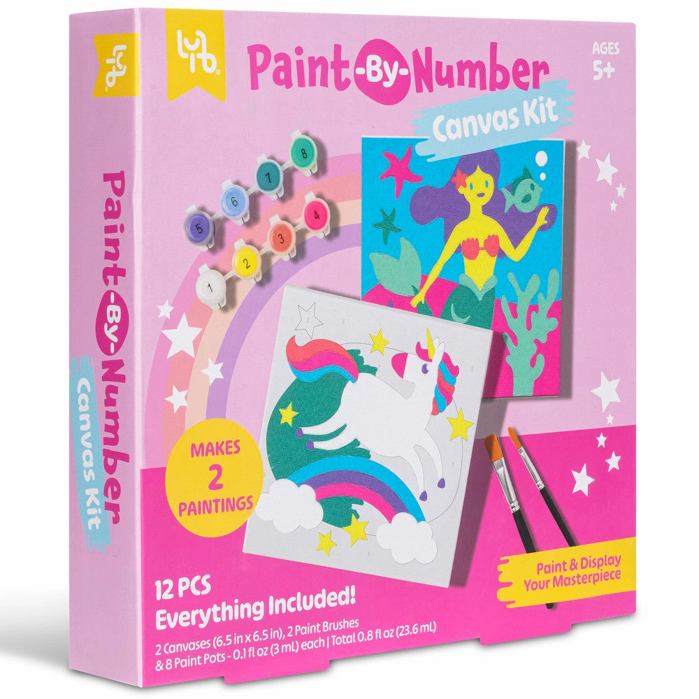 Little Yellow Bicycle Unicorn & Mermaid Paint-by-Number Kit - Arts Craft Set