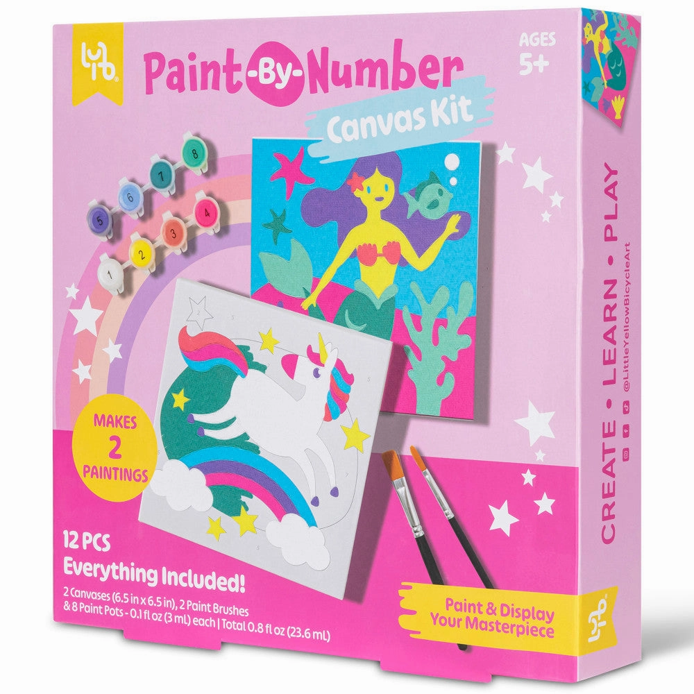 Little Yellow Bicycle Unicorn & Mermaid Paint-by-Number Kit - Arts Craft Set