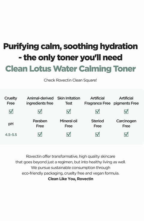 ROVECTIN - Clean Lotus Water Calming Toner-200Ml