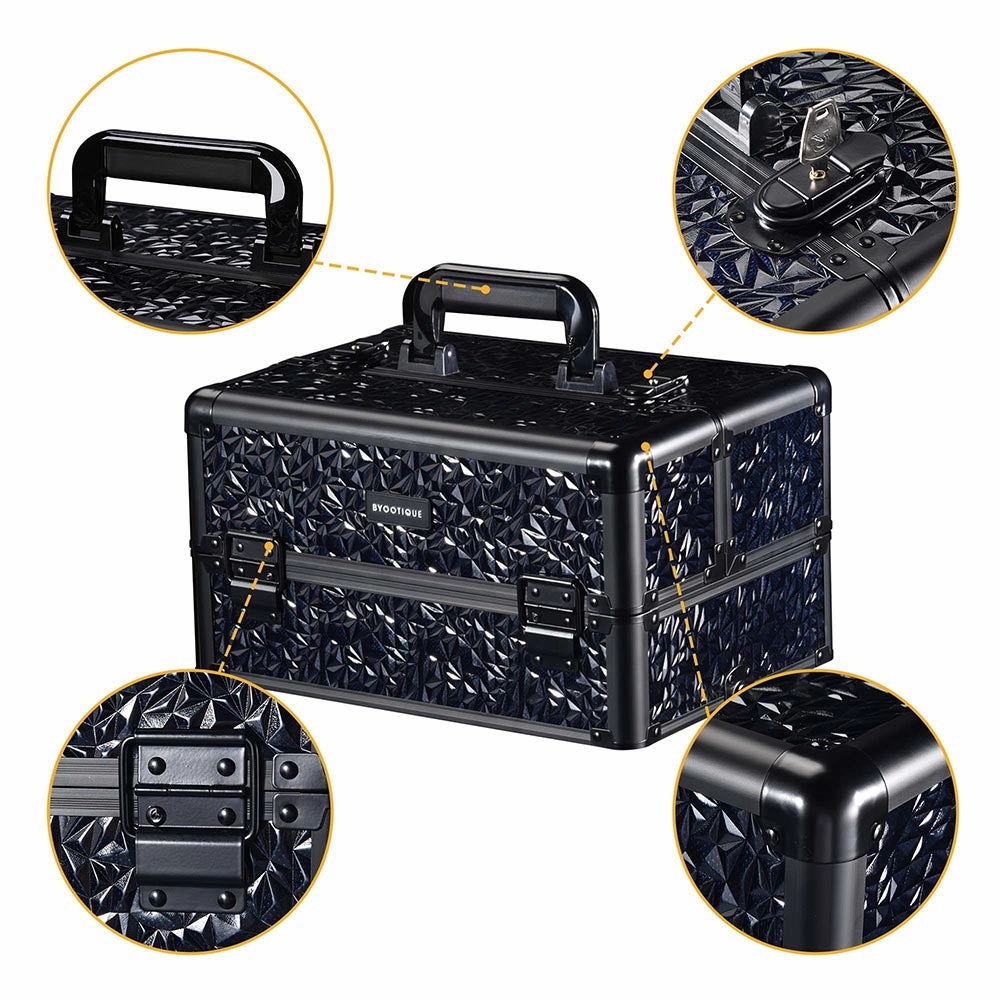 TheLAShop 4 in 1 Rolling Makeup Case on Wheels(4) Cosmetic Case Black