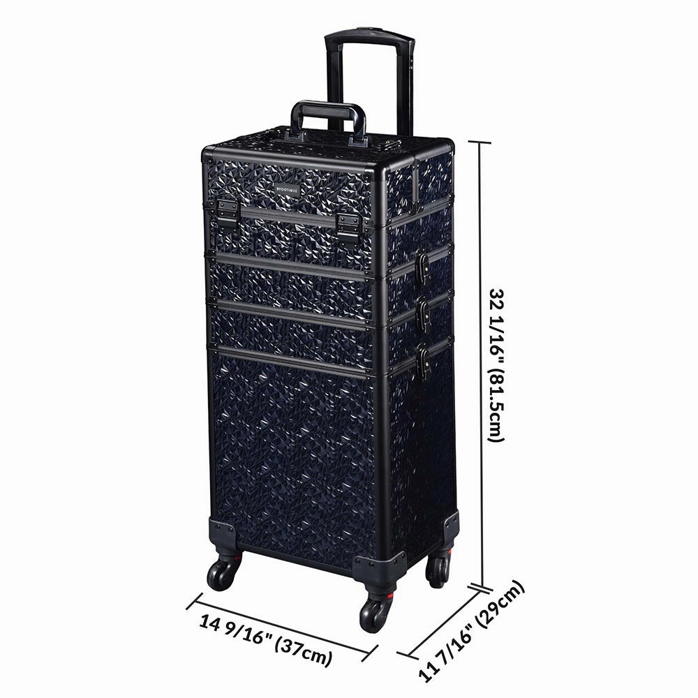 TheLAShop 4 in 1 Rolling Makeup Case on Wheels(4) Cosmetic Case Black