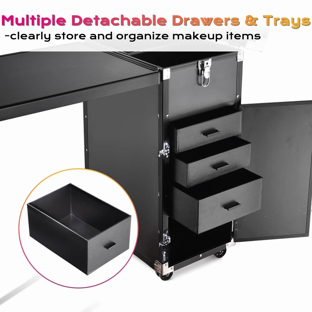 TheLAShop Rolling Makeup Station Hair Nail Workstation Drawers