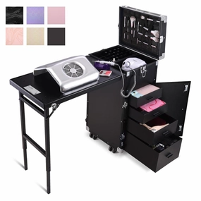 TheLAShop Rolling Makeup Station Hair Nail Workstation Drawers