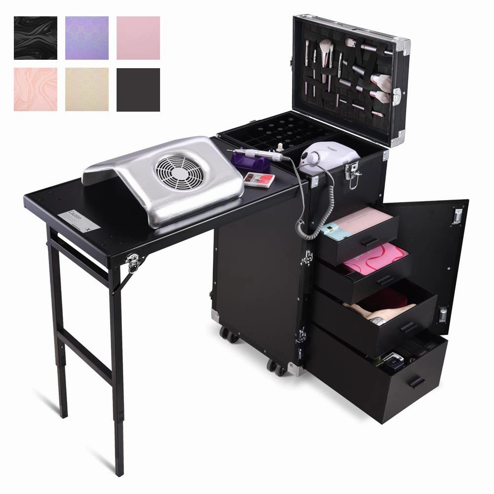 TheLAShop Rolling Makeup Station Hair Nail Workstation Drawers