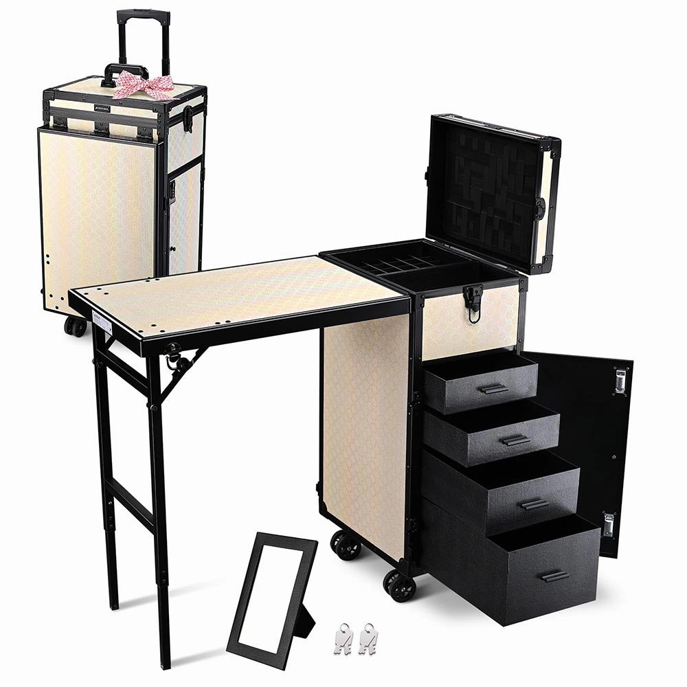 TheLAShop Rolling Makeup Station Hair Nail Workstation Drawers