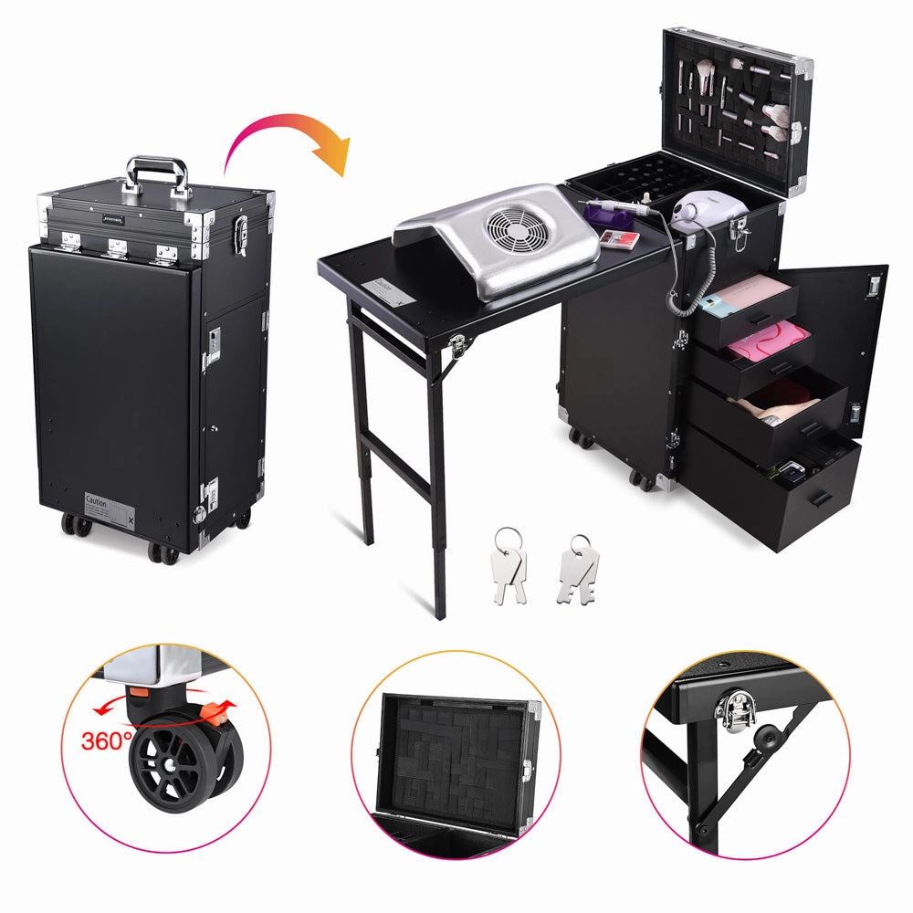 TheLAShop Rolling Makeup Station Hair Nail Workstation Drawers