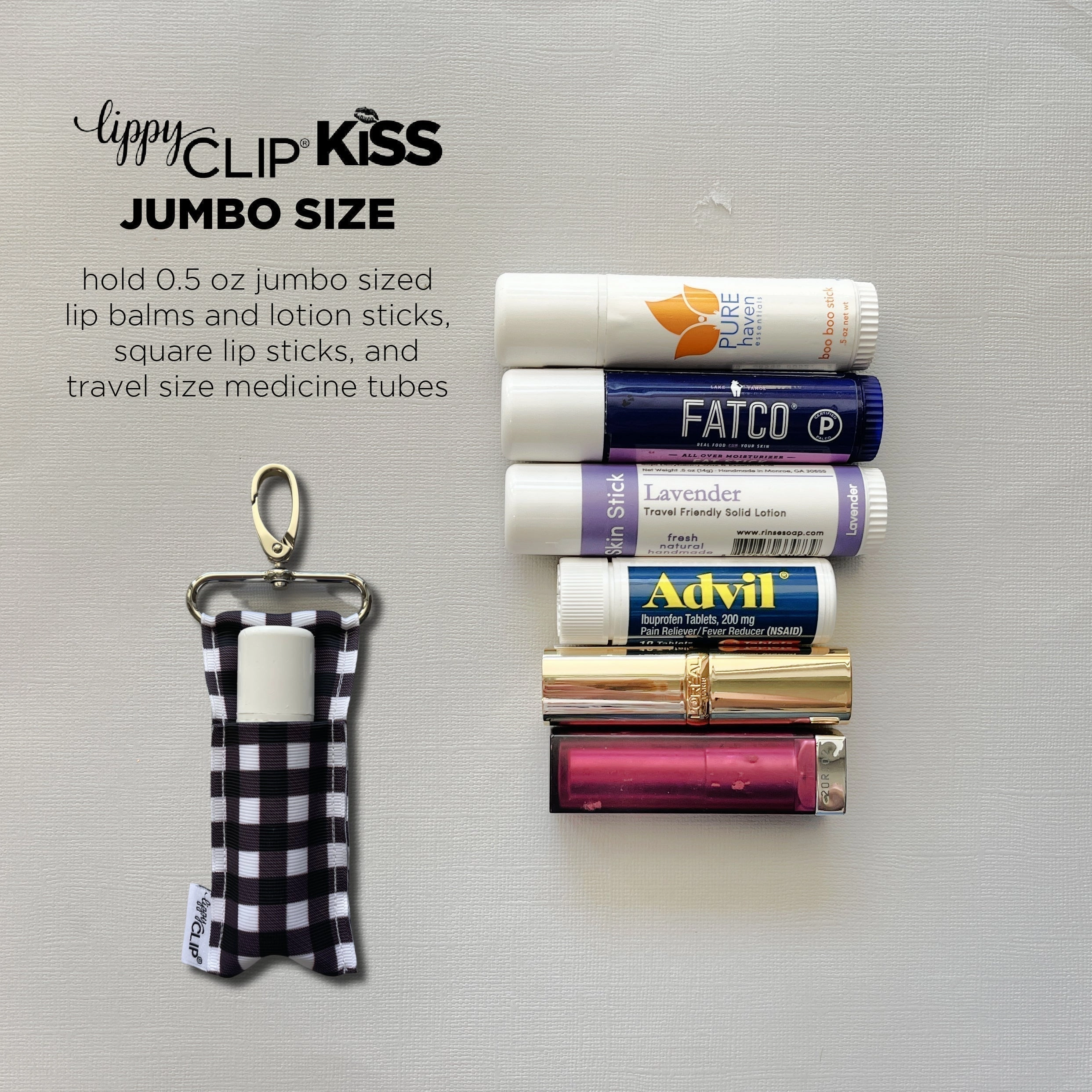 Tie Dye LippyClipKISS for larger lip balms, essential oil rollers, and more