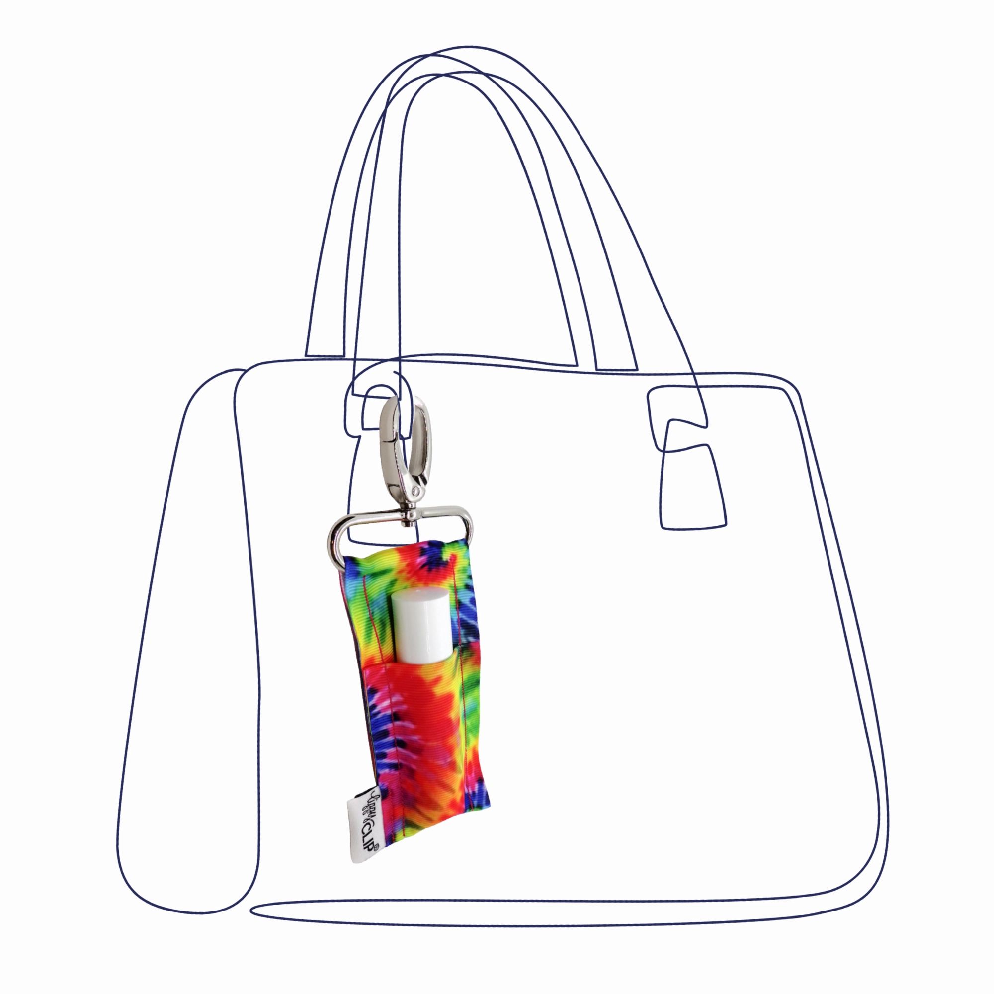 Tie Dye LippyClipKISS for larger lip balms, essential oil rollers, and more