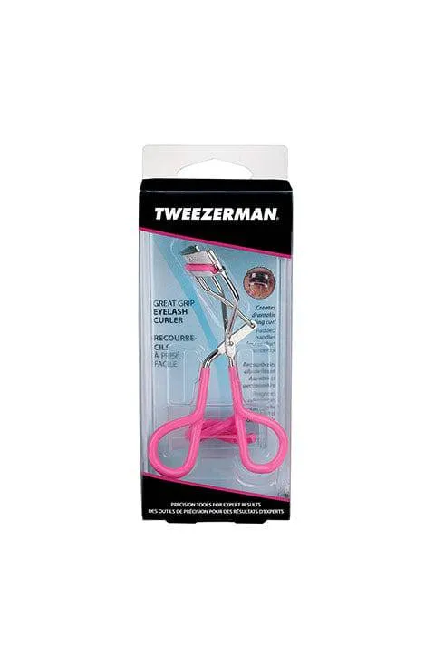 Tweezerman Neon Great Grip Eyelash Curler, Pink, 0.3 Oz